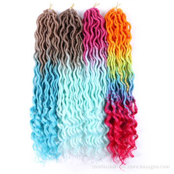 Wholesale Faux Gypsy Locs Hair Deep Wave Braiding Hair With Curly Ends Crochet Goddess Locs Synthetic Braids Hair For Woman